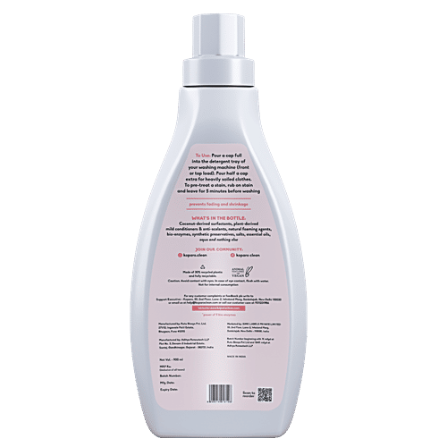 Koparo Clean Laundry Liquid Detergent, Fresh Cotton Lily & Vanilla Fragrance, Top Load & Front Load Machine, 900 ml Bottle With Natural Surfactants & Bio Enzymes