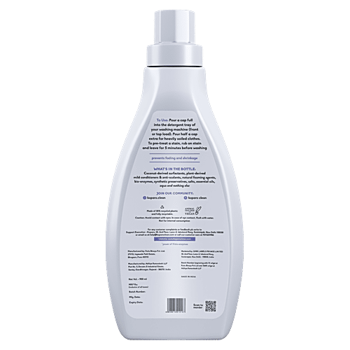 Koparo Clean Laundry Liquid Detergent, Lavender Fragrance, Top Load & Front Load Machine, 900 ml Bottle With Natural Surfactants & Bio Enzymes