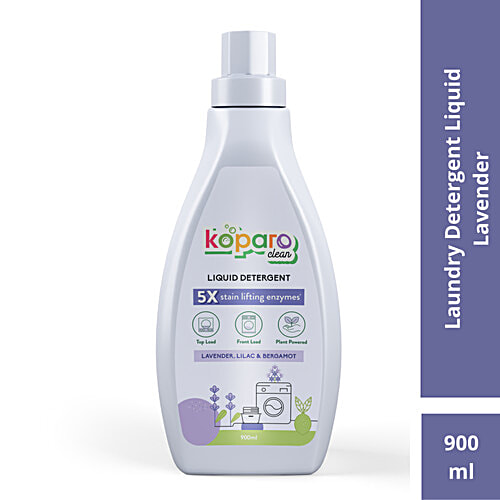 Koparo Clean Laundry Liquid Detergent, Lavender Fragrance, Top Load & Front Load Machine, 900 ml Bottle With Natural Surfactants & Bio Enzymes
