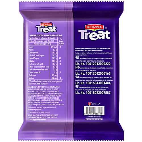 Britannia Treat - Choco Creme Sandwich Biscuits, 515 g (5 x 103 g each)