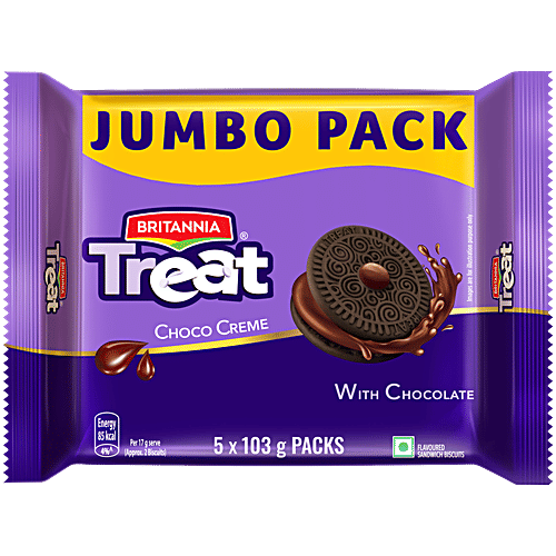 Britannia Treat - Choco Creme Sandwich Biscuits, 515 g (5 x 103 g each)