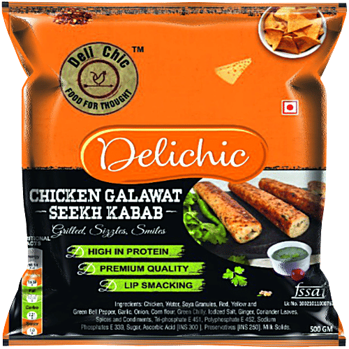Deli Chic Chicken Galawat Seekh Kabab, 500 g Pouch