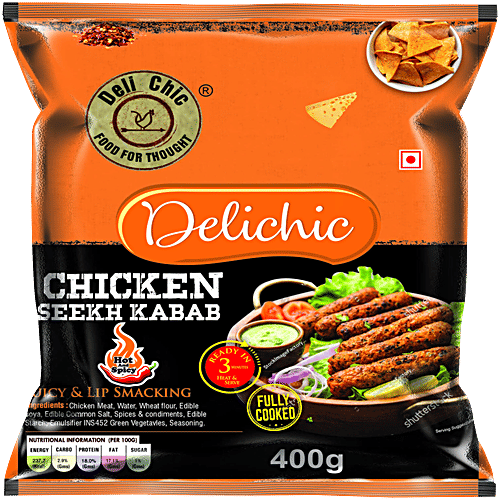 Deli Chic Chicken Hot & Spicy Seekh Kabab, 400 g Pouch 