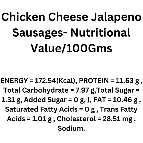 Deli Chic Chicken Cheese and Jalapeno Sausages, 200 g Pouch 