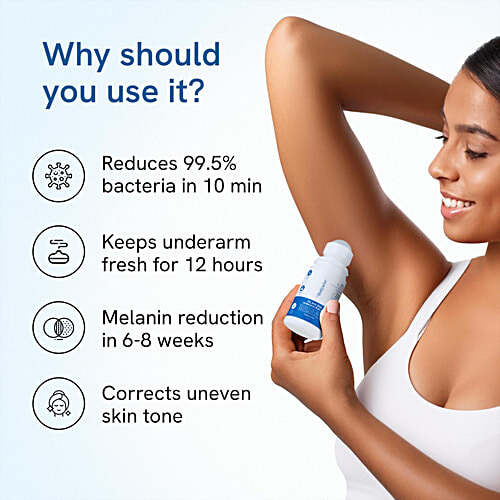 Bodywise 4% AHA BHA Underarm Roll On To Reduce Body Odour & Reduce Pigmentation - Flora, 50 ml  Sulphate Free, Paraben Free