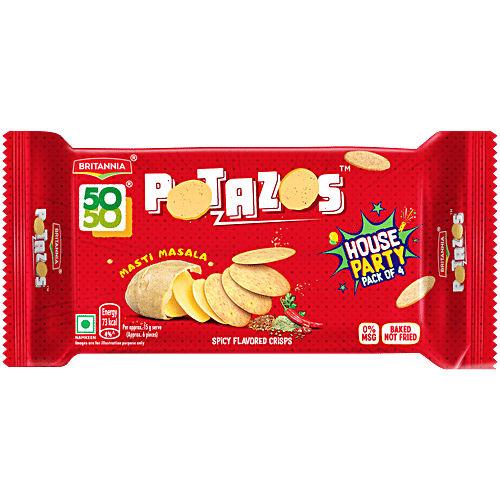 Britannia 50-50 Potazos Masti Masala Spicy Flavoured Crisps, 286 g