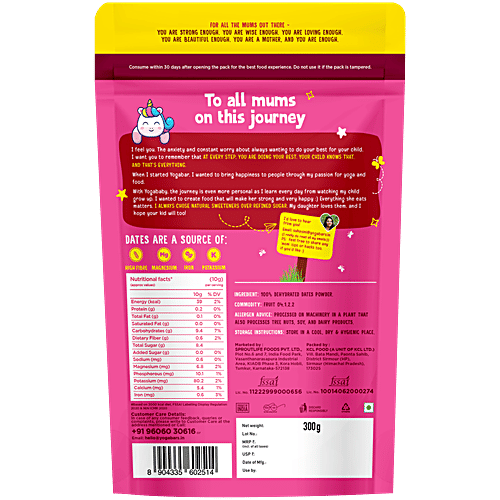 Yoga Bar Date Powder, 300 g Pouch No Additives, No Chemicals, No Colours