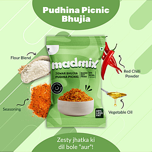 Madmix Jowar Bhujia - Pudina Picnic, 25 g Pouch 
