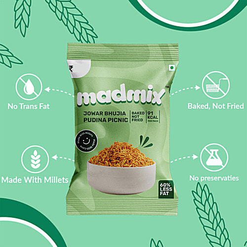 Madmix Jowar Bhujia - Pudina Picnic, 25 g Pouch 