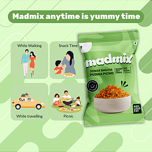 Madmix Jowar Bhujia - Pudina Picnic, 25 g Pouch 