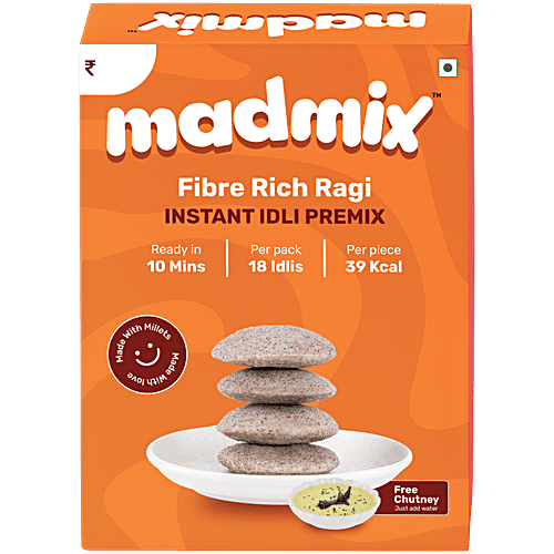 Madmix Fibre Rich Ragi Instant Idli Premix - With Free Chutney, 270 g Carton