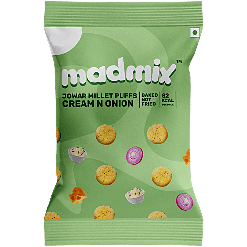 Madmix Jowar Millet Puffs - Cream & Onion, 20 g Pouch