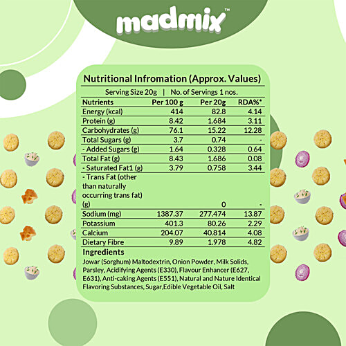 Madmix Jowar Millet Puffs - Cream & Onion, 20 g Pouch