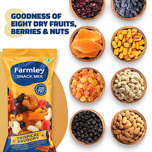 Farmley Snack Mix - Tropical Savoury, Assorted Dry Fruits, 20 g Pouch 