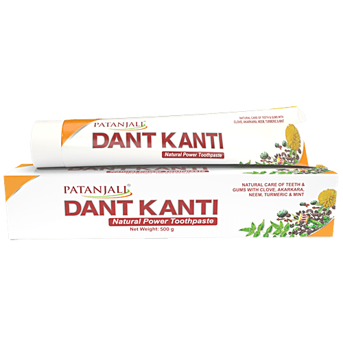 Patanjali Dant Kanti Natural Toothpaste, 500 g Tube Super Saver Value Pack, Makes Teeth Strong, Tightens Gums, Gives Cavity Free Smile
