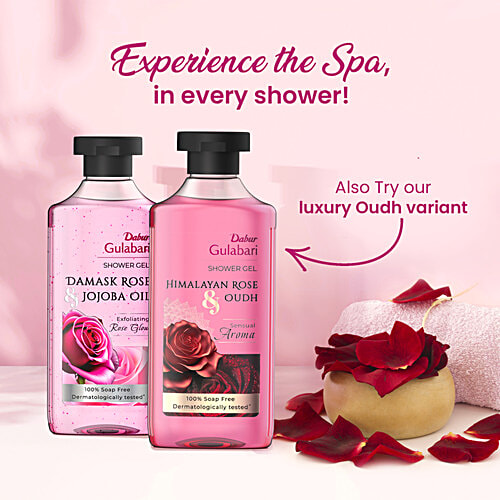 Dabur Gulabari Shower Gel - Damask Rose & Jojoba Oil, 250 g  Beautiful Damask Rose Fragrance, 100% Soap free Body wash