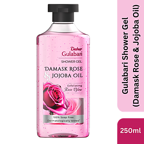 Dabur Gulabari Shower Gel - Damask Rose & Jojoba Oil, 250 g  Beautiful Damask Rose Fragrance, 100% Soap free Body wash