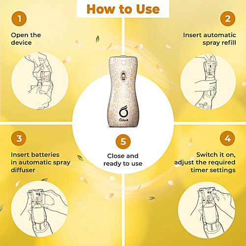 Odonil Exotic Automatic Spray Refill - Gold Jasmine, 2x Long Lasting, Fits all Machines, 225 ml Carton 2200 Sprays Guaranteed, Lasts upto 60 days