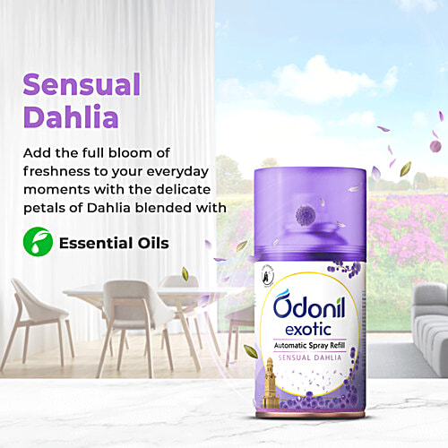Odonil  Exotic Automatic Spray -  Sensual Dahlia, 2x Long Lasting, 225 ml (Machine + 1 Refill) 2200 Sprays Guaranteed. Lasts Up To 60 days