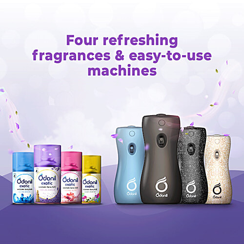 Odonil  Exotic Automatic Spray -  Sensual Dahlia, 2x Long Lasting, 225 ml (Machine + 1 Refill) 2200 Sprays Guaranteed. Lasts Up To 60 days