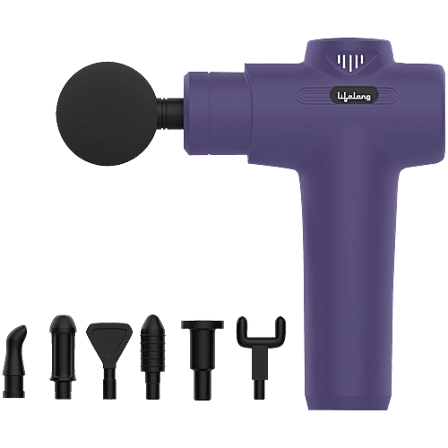 Lifelong Full Body Gun Massager With 6 Heads & Speed Settings - 1200 mAh, Dark Blue, 1 Unit  