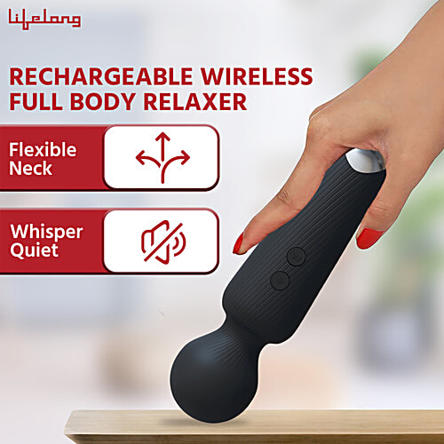 Lifelong Rechargeable Wireless Body Massager - 20 Vibration Modes, 8 Speeds, Black, 1 Unit  Water Resistant