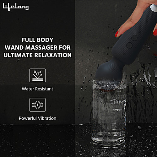 Lifelong Rechargeable Wireless Body Massager - 20 Vibration Modes, 8 Speeds, Black, 1 Unit  Water Resistant