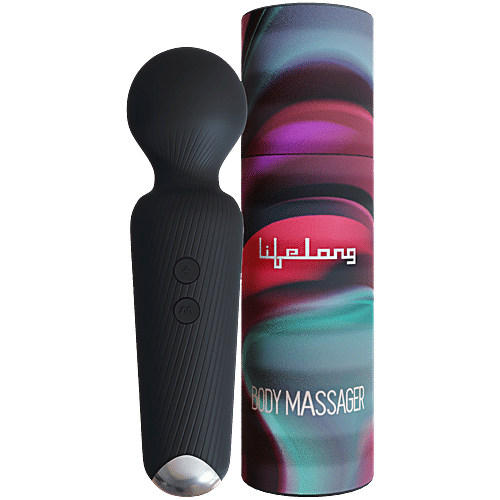 Lifelong Rechargeable Wireless Body Massager - 20 Vibration Modes, 8 Speeds, Black, 1 Unit  Water Resistant
