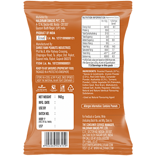 Haldiram's Hing Jeera Roasted Peanuts, 140 g  