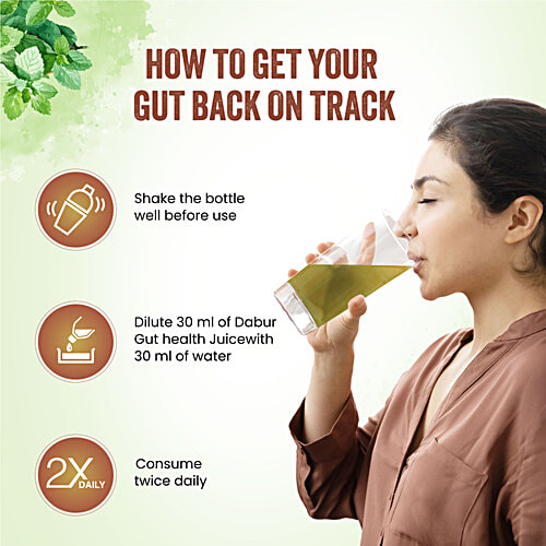 Dabur Gut Health Juice - Natural & Ayurvedic, All In One Digestive-Care Solution, 1 L Bottle Improves Gut Health, No Artificial Colours, Flavours & Sugars