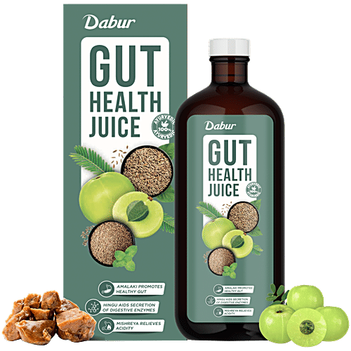 Dabur Gut Health Juice - Natural & Ayurvedic, All In One Digestive-Care Solution, 1 L Bottle Improves Gut Health, No Artificial Colours, Flavours & Sugars