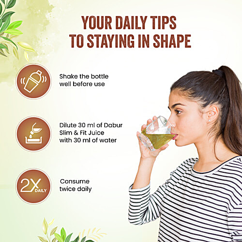 Dabur Slim & Fit Juice - Natural & Ayurvedic, No Artificial Colours, Sugars & Flavours, 1 L Bottle Healthy Weight Management, Helps Boost Metabolism