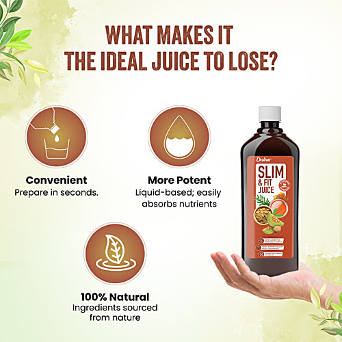 Dabur Slim & Fit Juice - Natural & Ayurvedic, No Artificial Colours, Sugars & Flavours, 1 L Bottle Healthy Weight Management, Helps Boost Metabolism