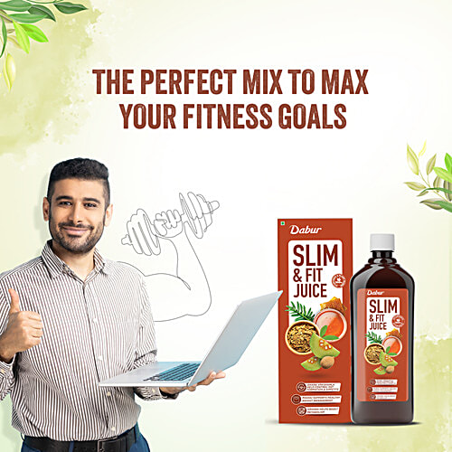 Dabur Slim & Fit Juice - Natural & Ayurvedic, No Artificial Colours, Sugars & Flavours, 1 L Bottle Healthy Weight Management, Helps Boost Metabolism