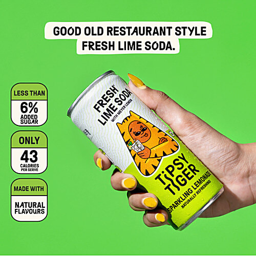 Tipsy Tiger Fresh Lime Soda - Lemonade, 250 ml Tin