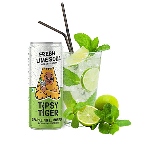Tipsy Tiger Fresh Lime Soda - Lemonade, 250 ml Tin