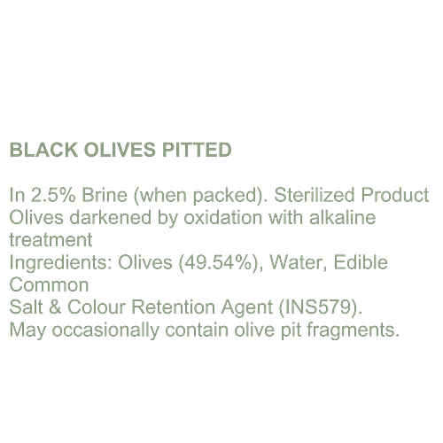Pastazara Black Olives Pitted, 450 g Bottle