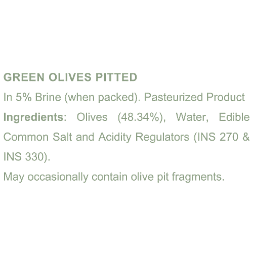 Pastazara Green Olives Pitted, 450 g Bottle 