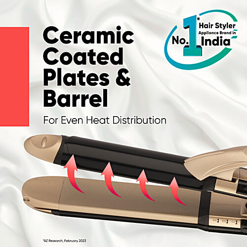 Vega 3 In 1 Straightener/Curler/Crimper Hair Styler - VHSCC-01, Gold & Black, 1 pc  