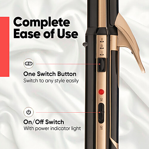 Vega 3 In 1 Straightener/Curler/Crimper Hair Styler - VHSCC-01, Gold & Black, 1 pc  