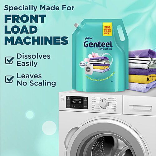 Genteel Matic Liquid Detergent Refill For Front Load Washing, 2 kg Pouch Shine like new
 Front load