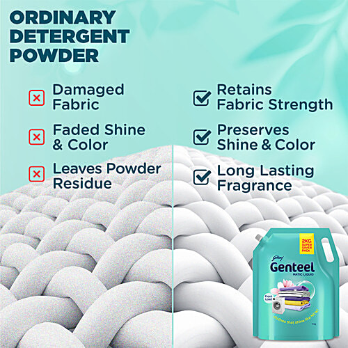 Genteel Matic Liquid Detergent Refill For Front Load Washing, 2 kg Pouch Shine like new
 Front load