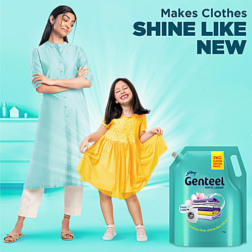 Genteel Matic Liquid Detergent Refill For Front Load Washing, 2 kg Pouch Shine like new
 Front load