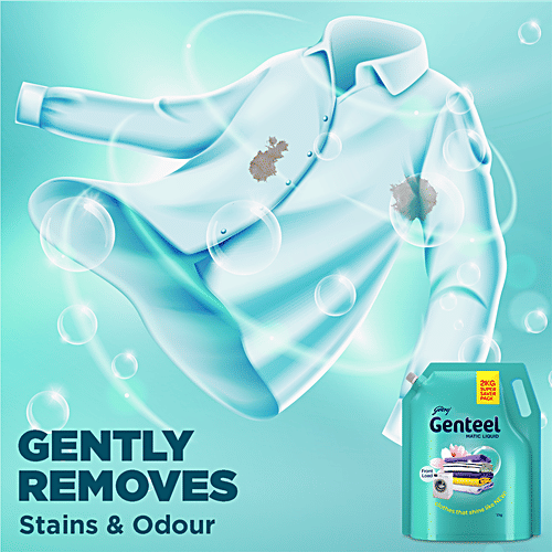 Genteel Matic Liquid Detergent Refill For Front Load Washing, 2 kg Pouch Shine like new
 Front load