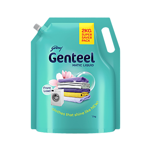 Genteel Matic Liquid Detergent Refill For Front Load Washing, 2 kg Pouch Shine like new
 Front load