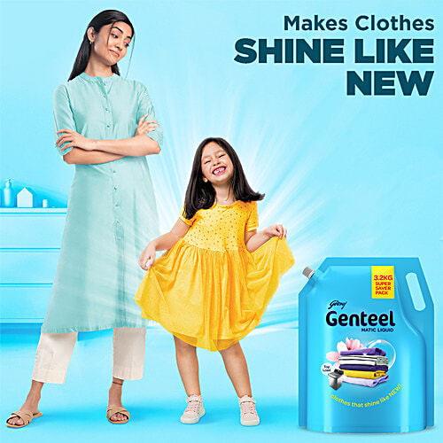 Genteel Matic Liquid Detergent Refill For Top Load Washing, 3.2 kg Pouch Super Saver Pack
 Top Load Shine