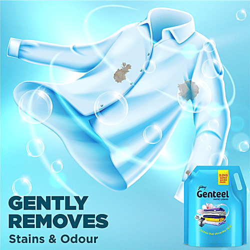 Genteel Matic Liquid Detergent Refill For Top Load Washing, 3.2 kg Pouch Super Saver Pack
 Top Load Shine