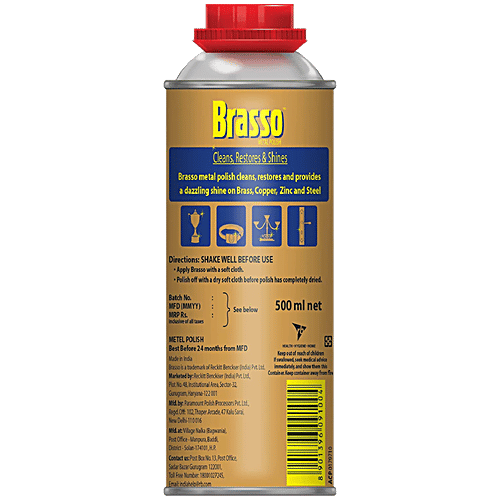 Brasso Metal Polish Cleaning Liquid, 500 ml  Dazzling Shine
 Triple Action Formula