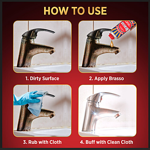 Brasso Metal Polish Cleaning Liquid, 500 ml  Dazzling Shine
 Triple Action Formula