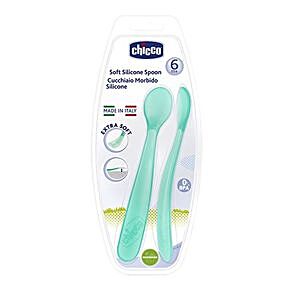 Chicco CHICCO Soft silicone spoon 6m bipack of light blue colour 